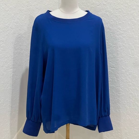 Karl Lagerfeld Royal Blue Blouse with Button Cuffs - Picture 2 of 5